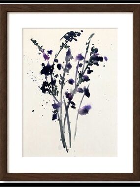 By the seller! Original Art Watercolor Purple Floral Art in Dark Wood Frame